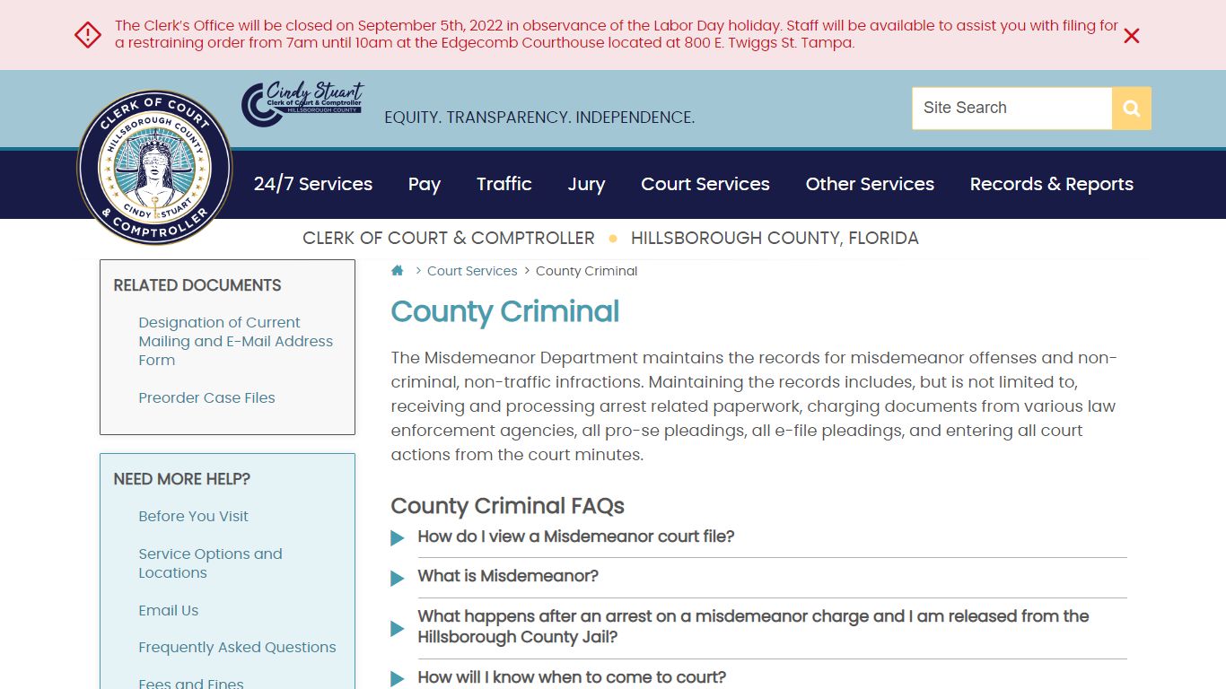 COUNTY CRIMINAL | Hillsborough County Clerk