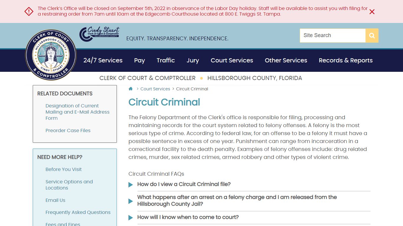 Circuit Criminal | Hillsborough County Clerk